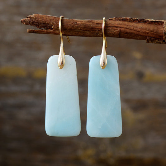 Blue Natural Stone Geometric Shape Earrings