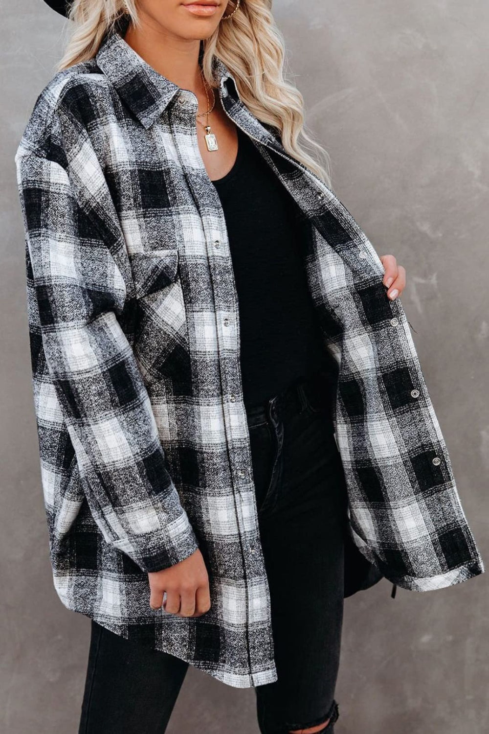 Plaid Collared Long Sleeve Shirt