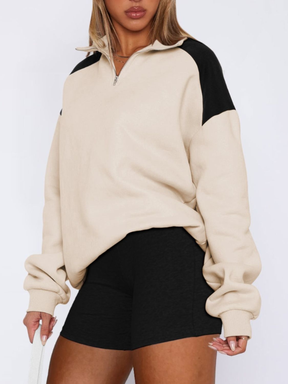 Quarter Zip Long Sleeve Sweatshirt