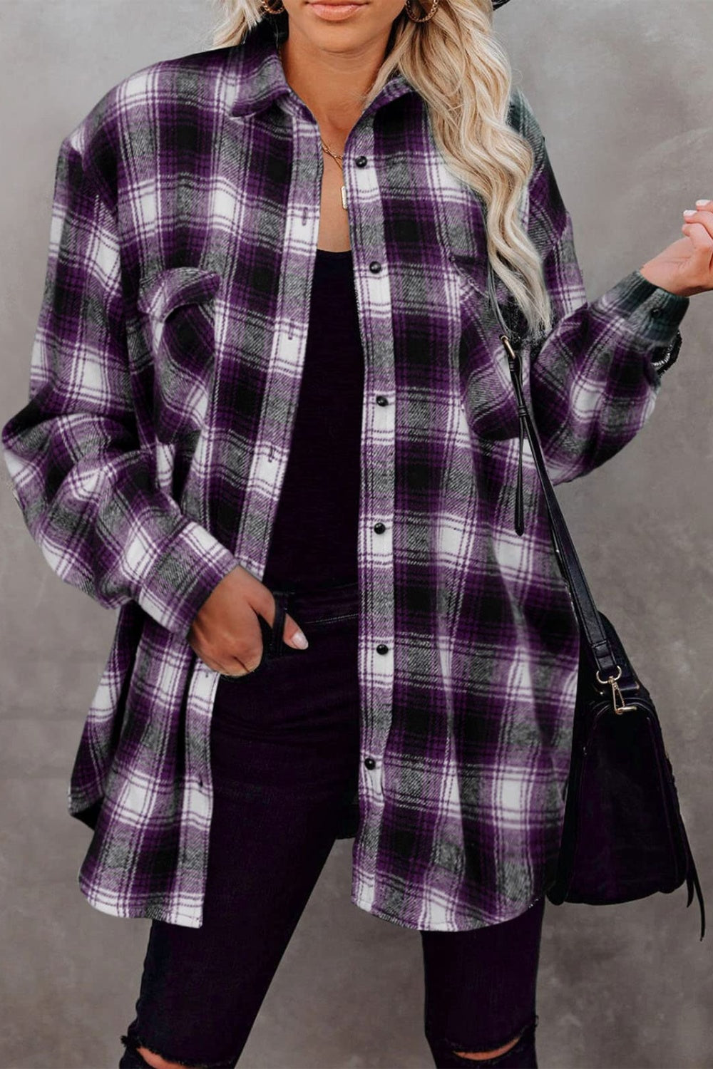 Plaid Collared Long Sleeve Shirt