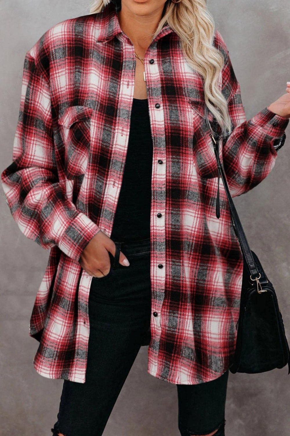 Plaid Collared Long Sleeve Shirt