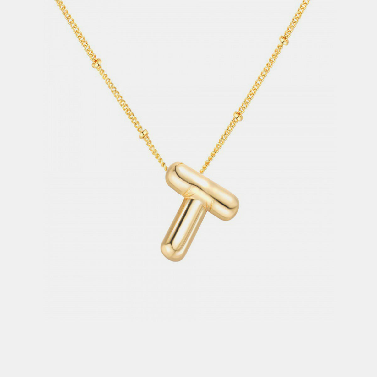 Gold-Plated Bubble Initial Necklace T-Z