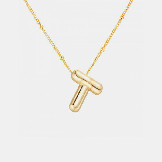 Gold-Plated Bubble Initial Necklace T-Z