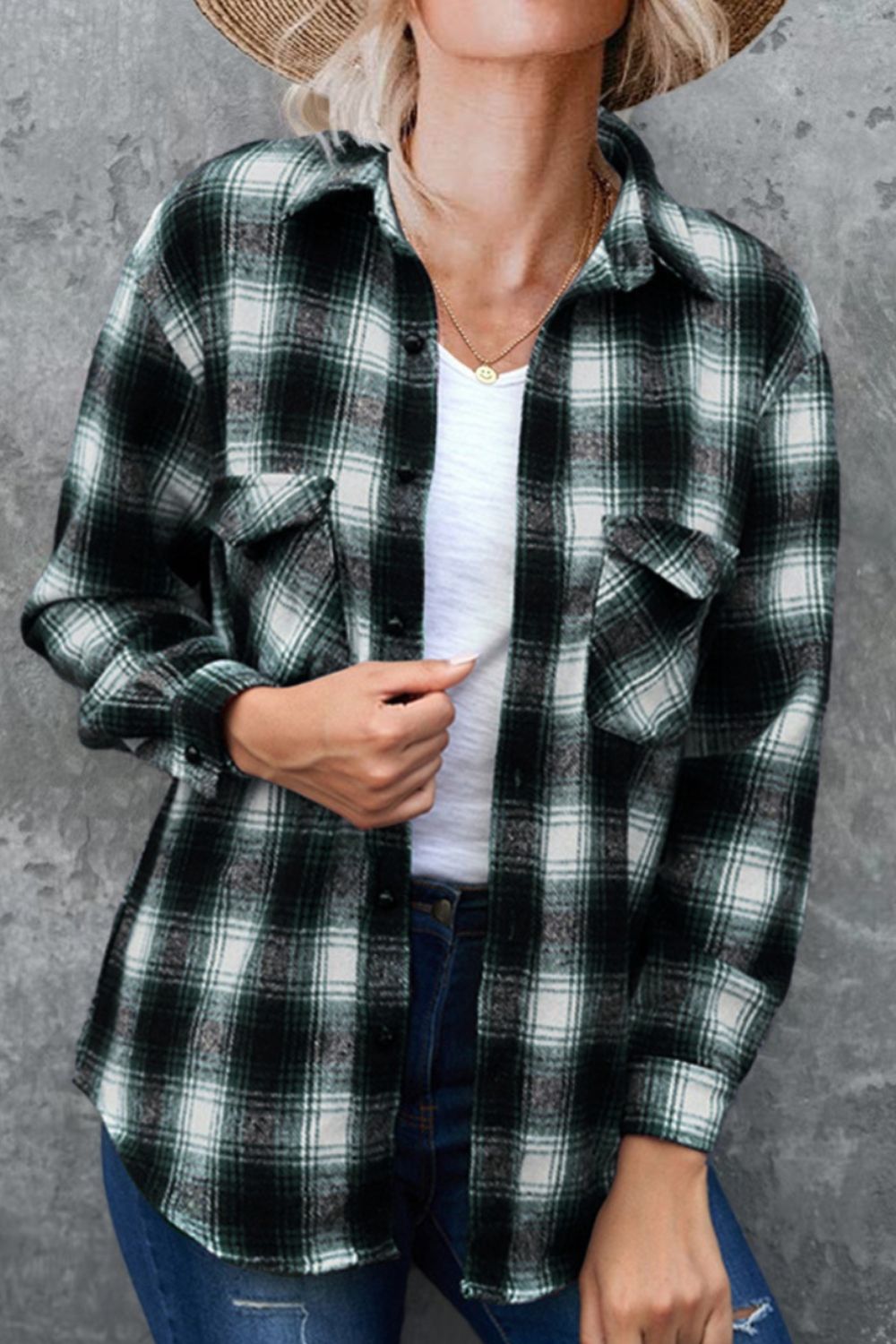 Plaid Collared Long Sleeve Shirt