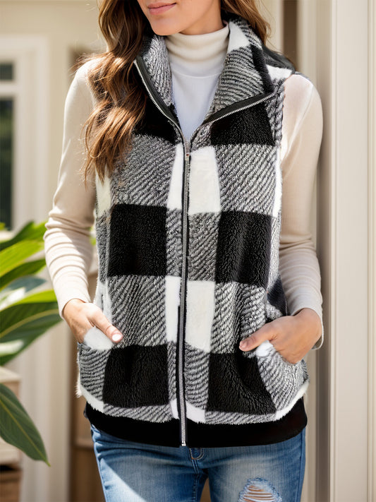 Buffalo Check Zip Up Vest