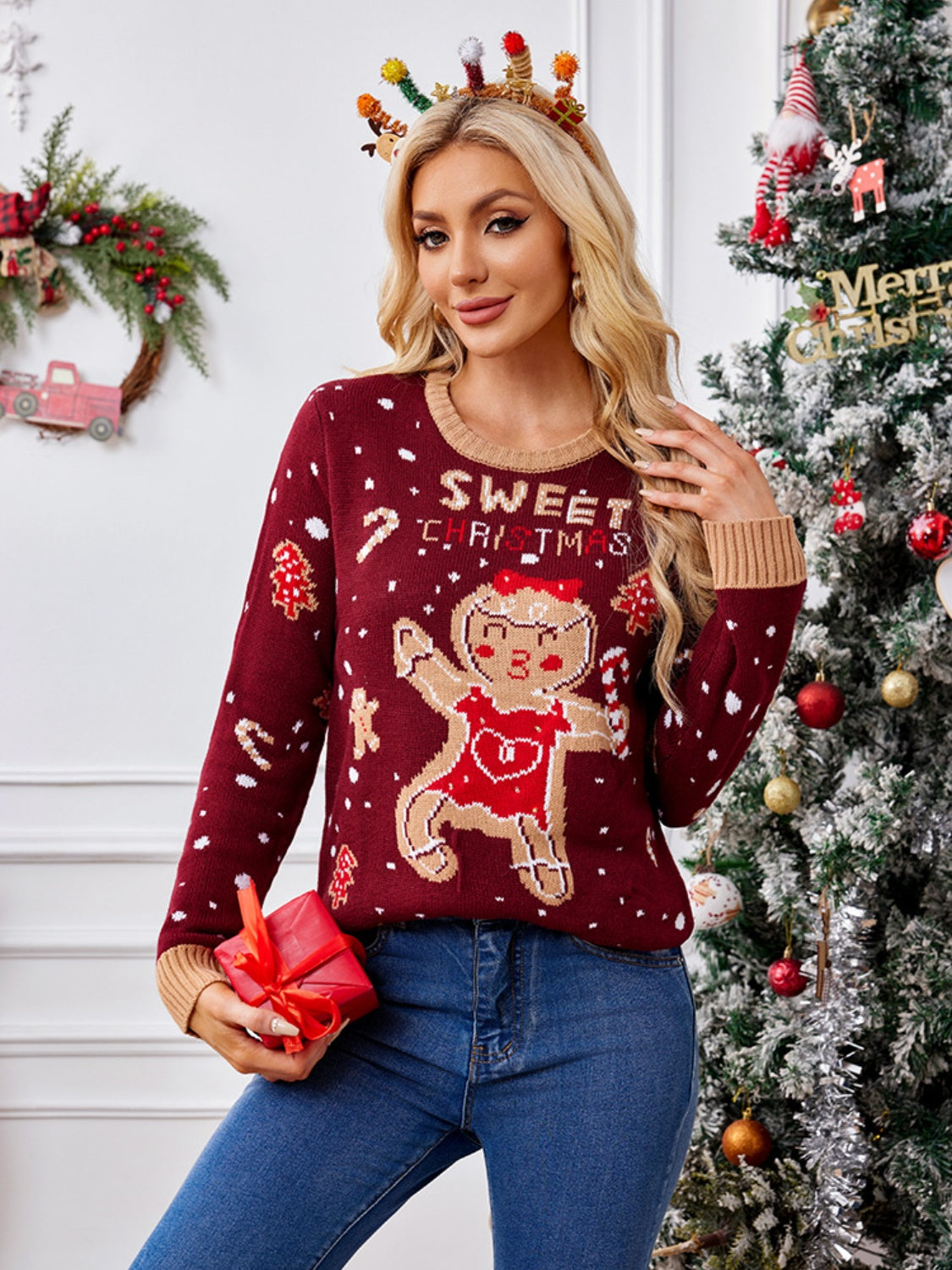 Gingerbread Long Sleeve Christmas Sweater