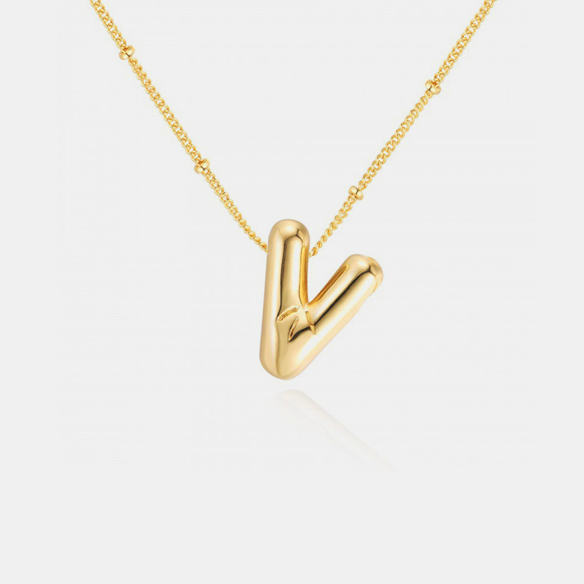 Gold-Plated Bubble Initial Necklace T-Z