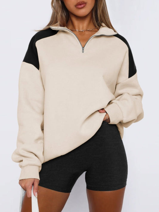 Quarter Zip Long Sleeve Sweatshirt