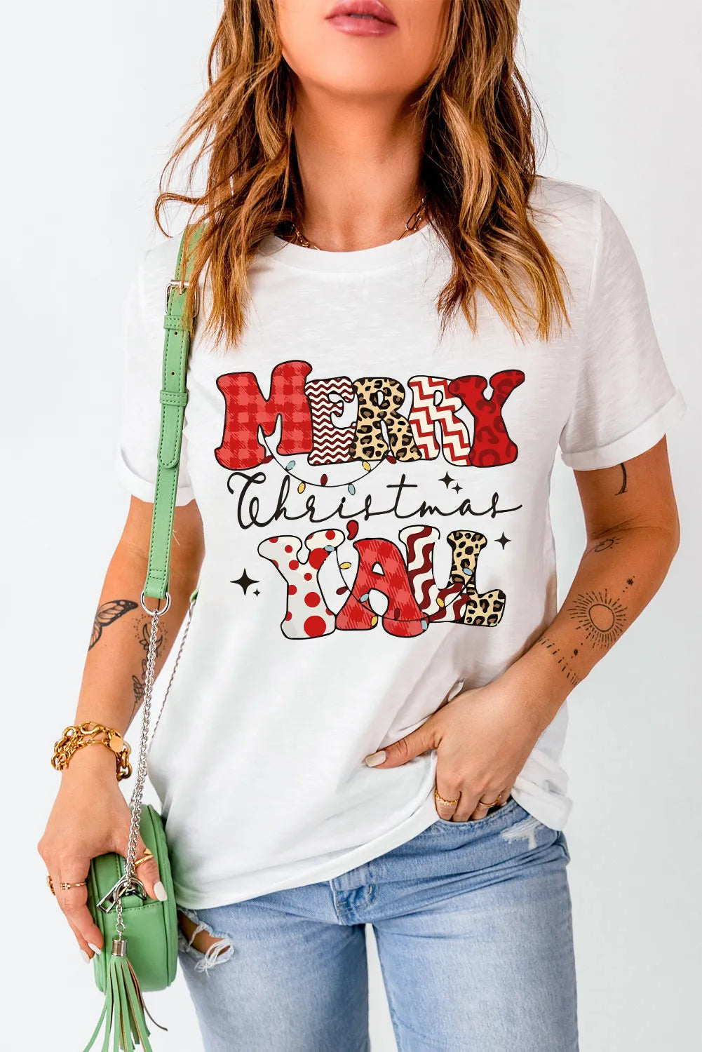 Merry Christmas Y'all Graphic Short Sleeve Tee