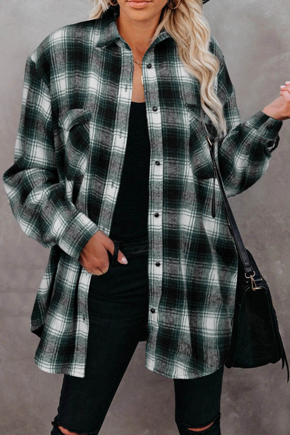 Plaid Collared Long Sleeve Shirt