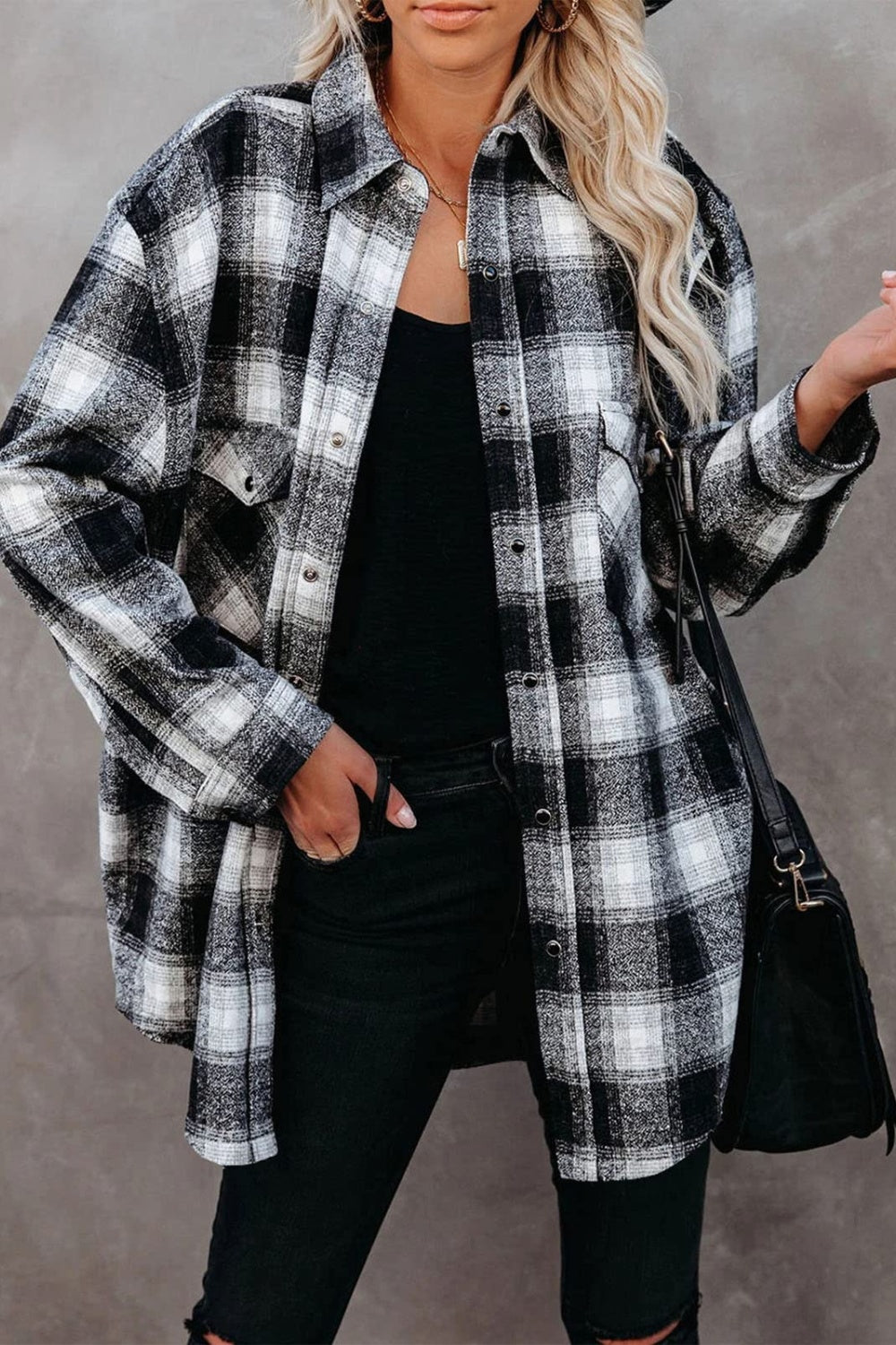 Plaid Collared Long Sleeve Shirt