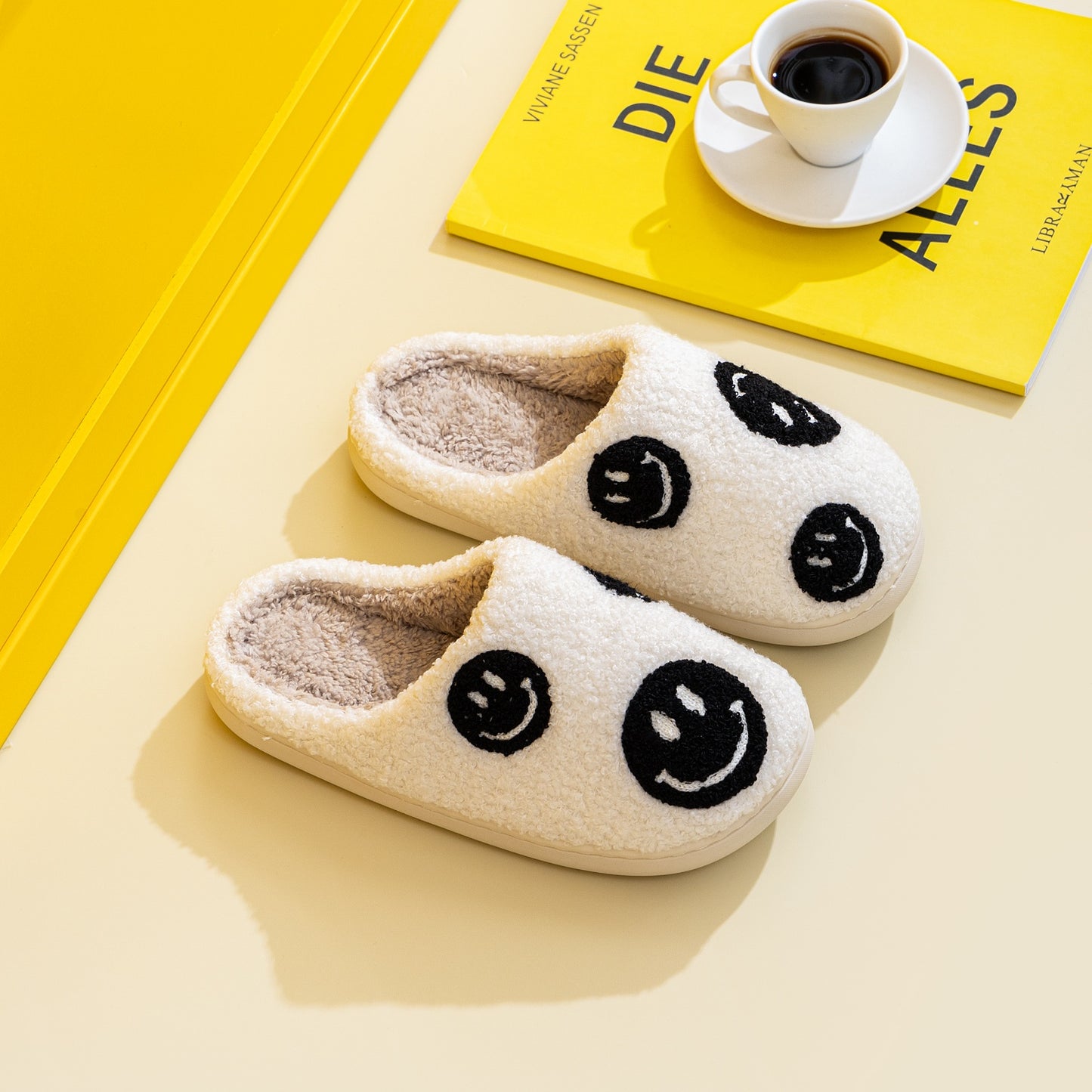 Black and White Smiley Faces Slippers