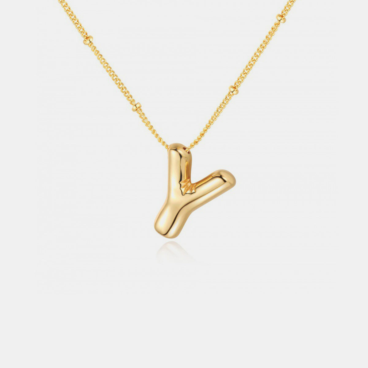 Gold-Plated Bubble Initial Necklace T-Z