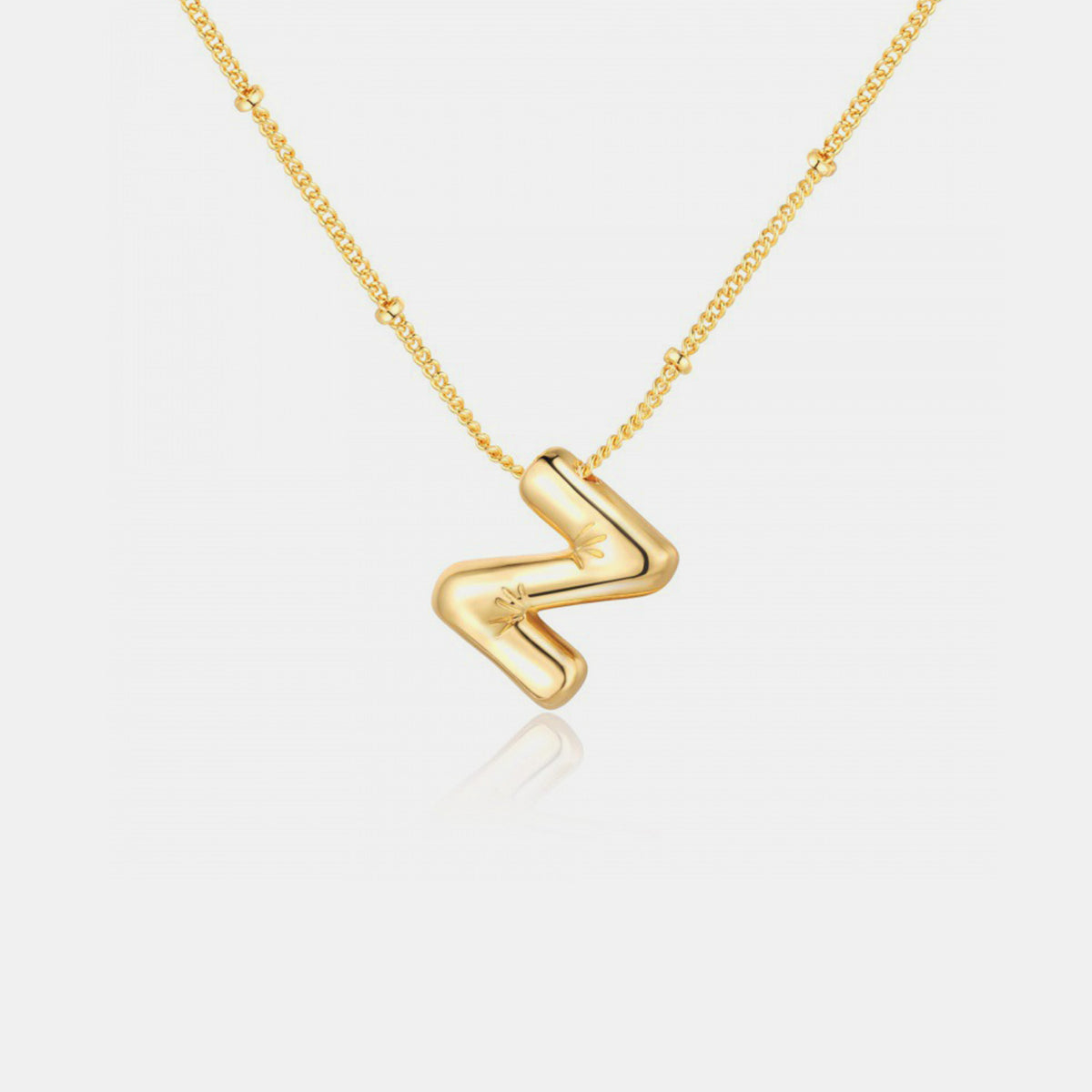 Gold-Plated Bubble Initial Necklace T-Z