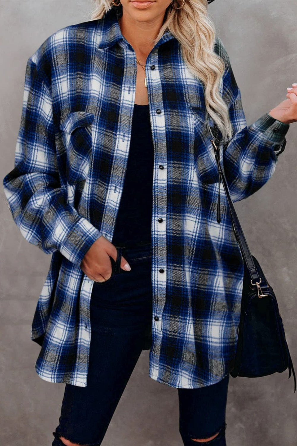 Plaid Collared Long Sleeve Shirt