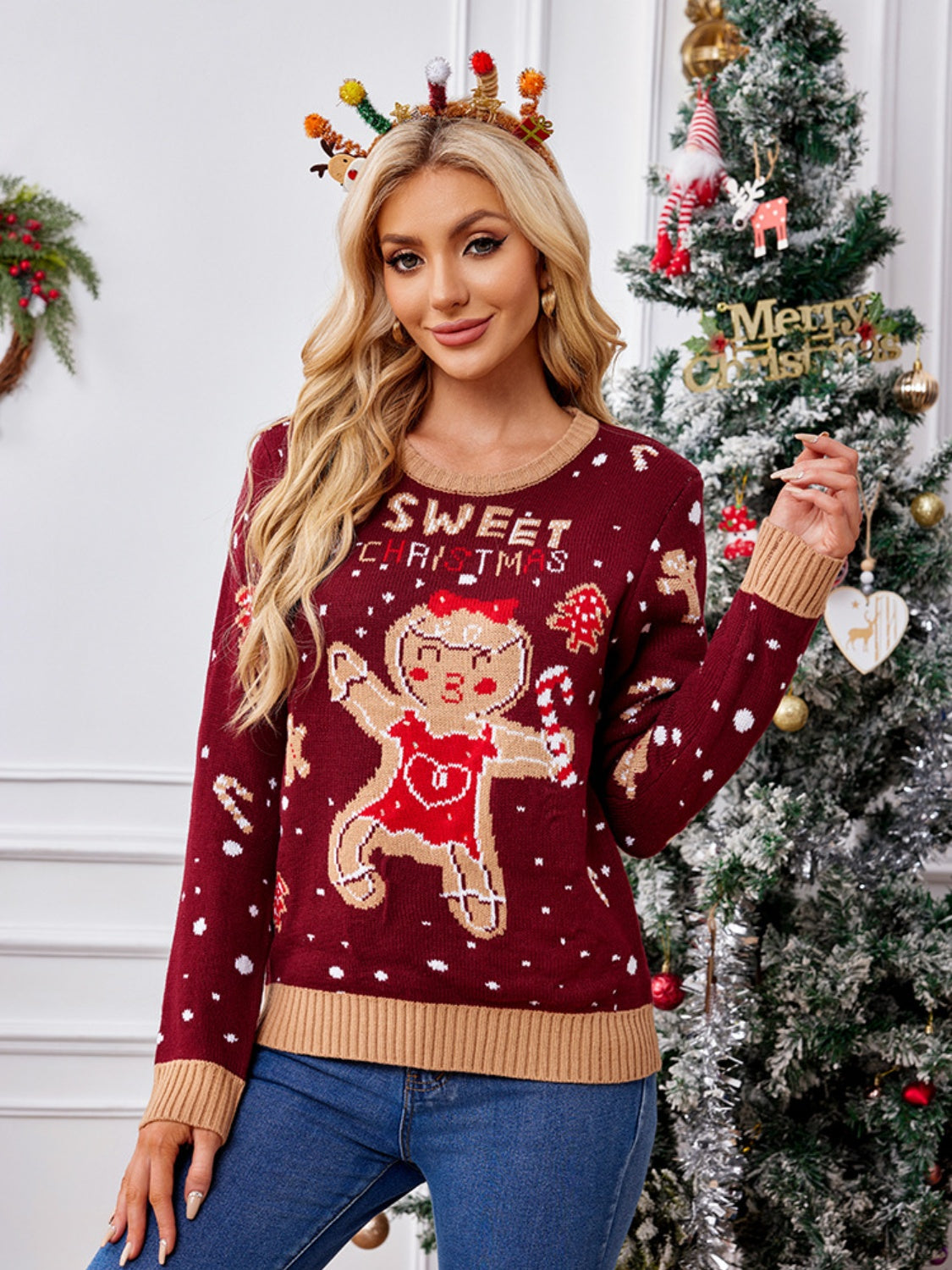 Gingerbread Long Sleeve Christmas Sweater