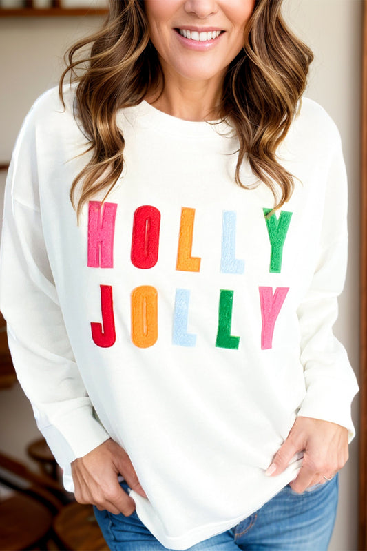 HOLLY JOLLY Chenille Patch Sweatshirt