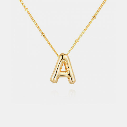 Gold-Plated Bubble Initial Necklace A-J