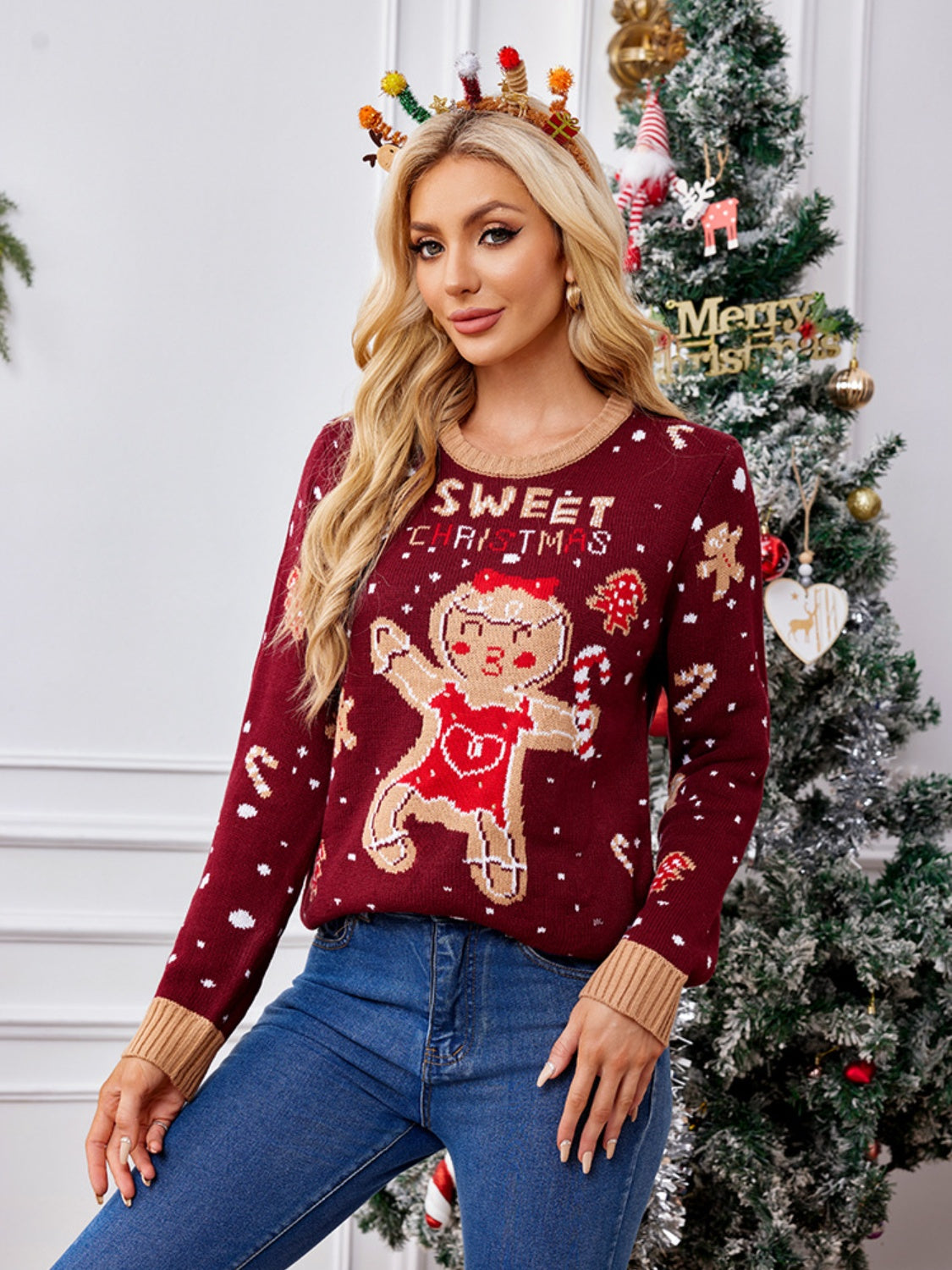 Gingerbread Long Sleeve Christmas Sweater