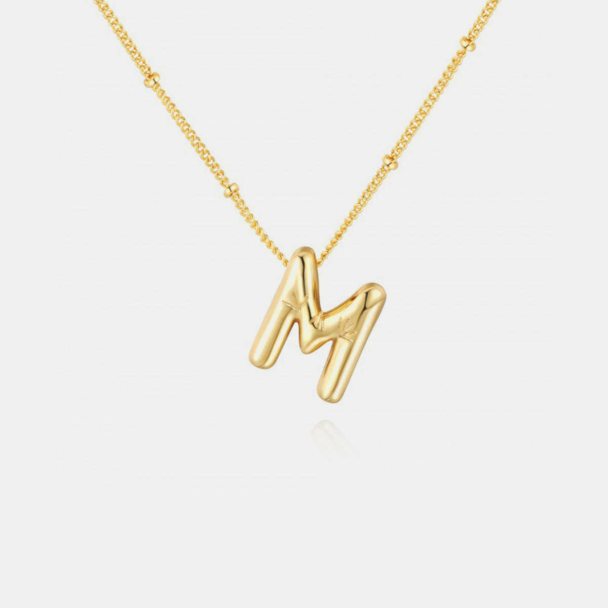 Gold-Plated Bubble Initial Necklace K-S