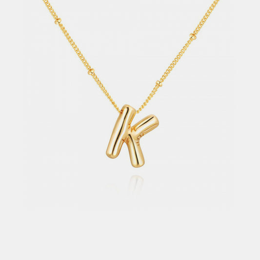 Gold-Plated Bubble Initial Necklace K-S