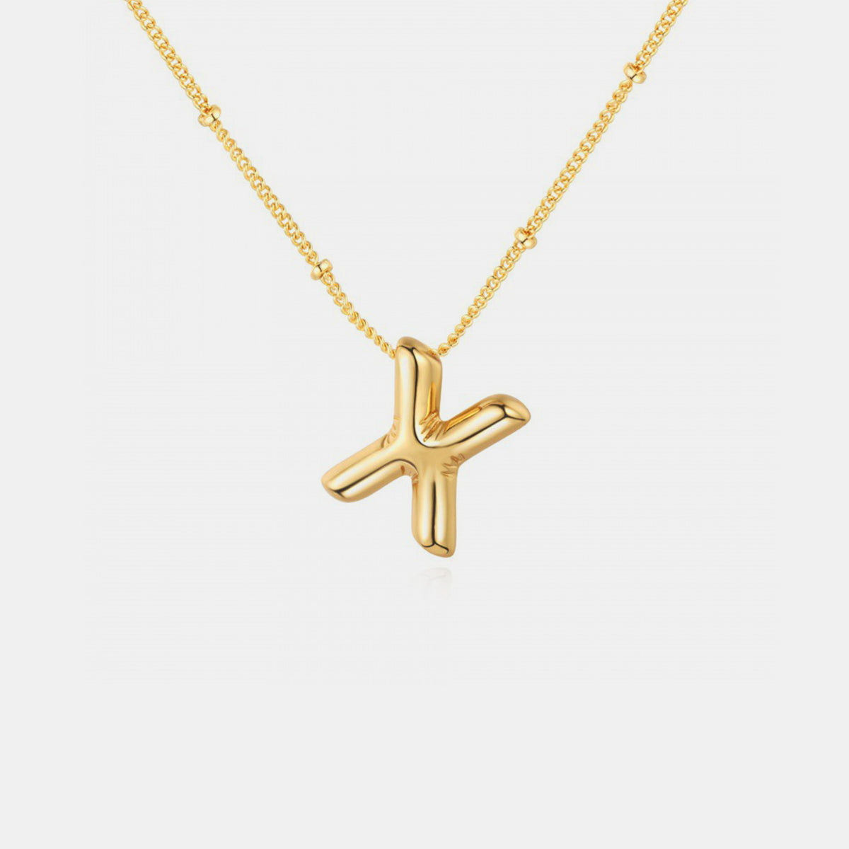 Gold-Plated Bubble Initial Necklace T-Z