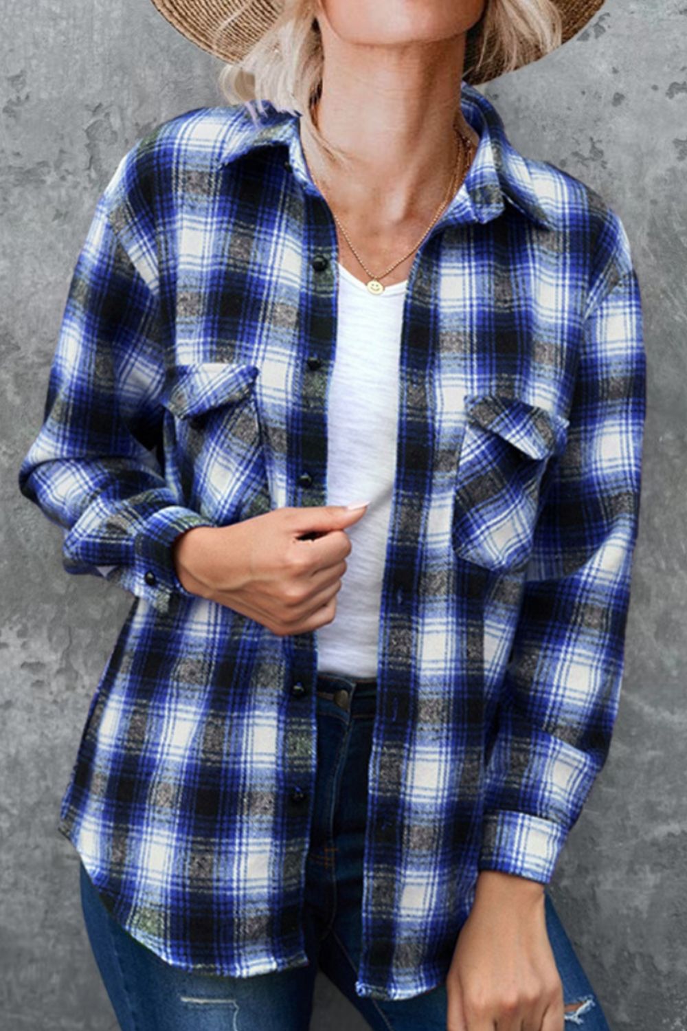 Plaid Collared Long Sleeve Shirt