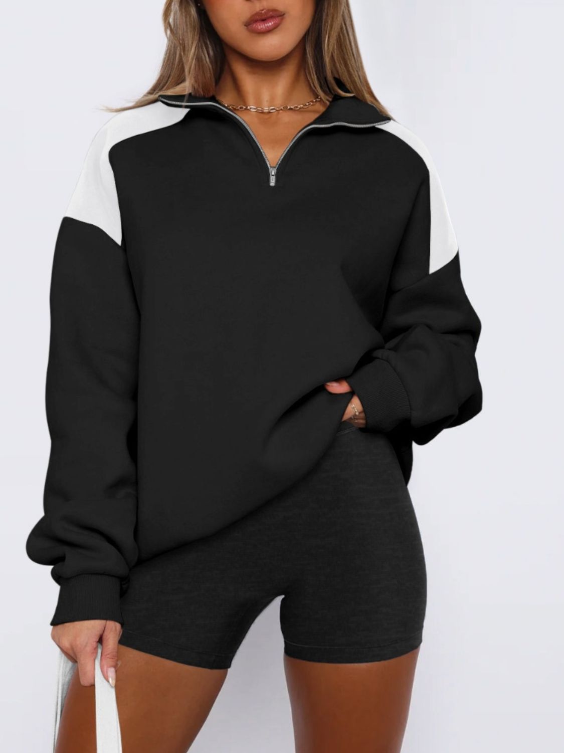 Quarter Zip Long Sleeve Sweatshirt