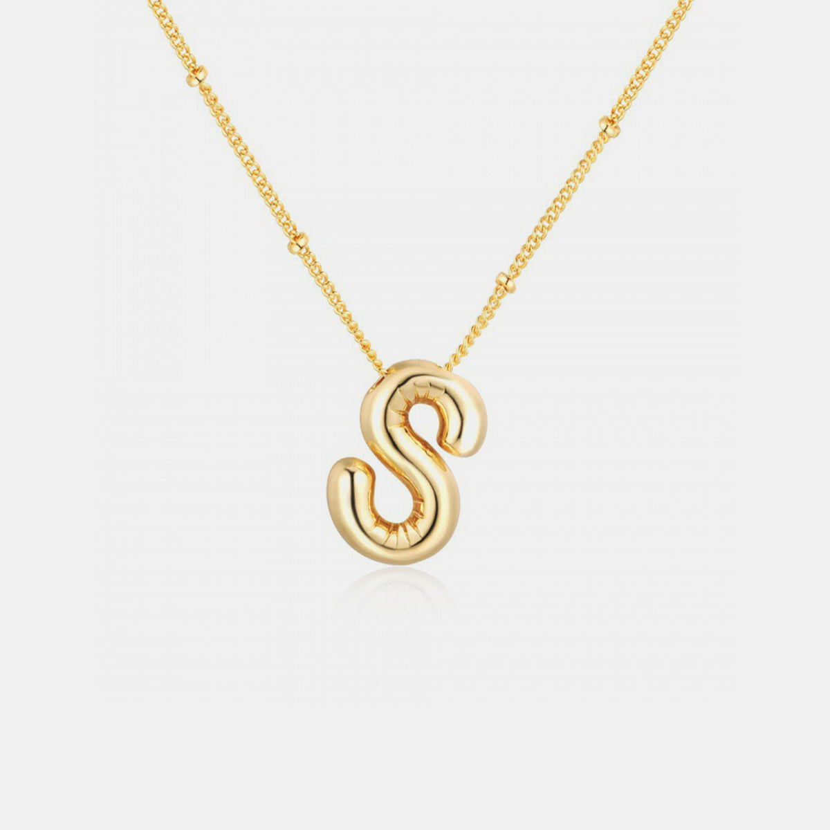 Gold-Plated Bubble Initial Necklace K-S