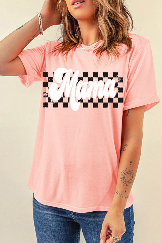 Checkered MAMA Short Sleeve Tee